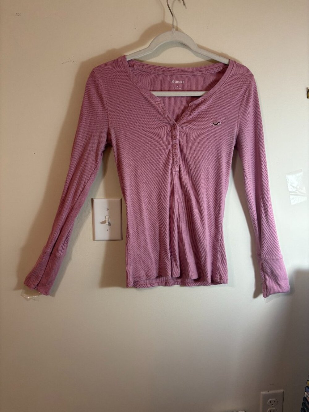 Pink Hollister long sleeved henley in size medium.